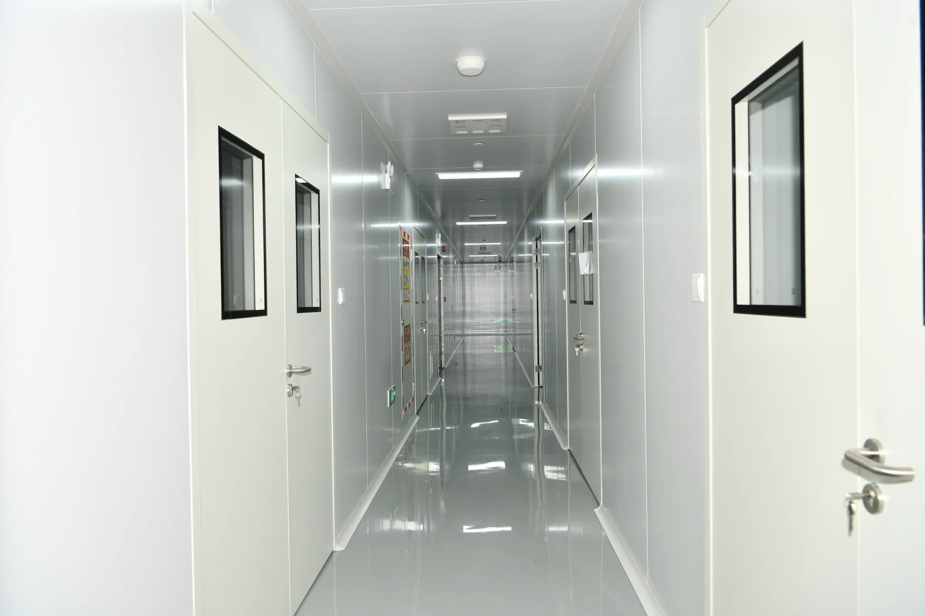 Cleanroom corridor inside the production facility